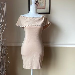 WAYF tan off the shoulder mini dress size Small